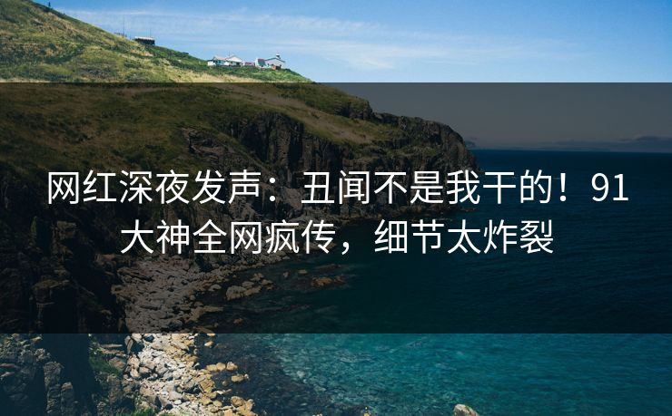网红深夜发声：丑闻不是我干的！91大神全网疯传，细节太炸裂